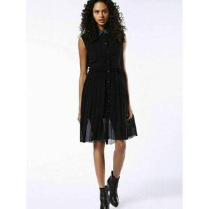 DIESEL Women's Black Chiffon Collared D-casey-b Pleated Shirt Dress DL12 $248